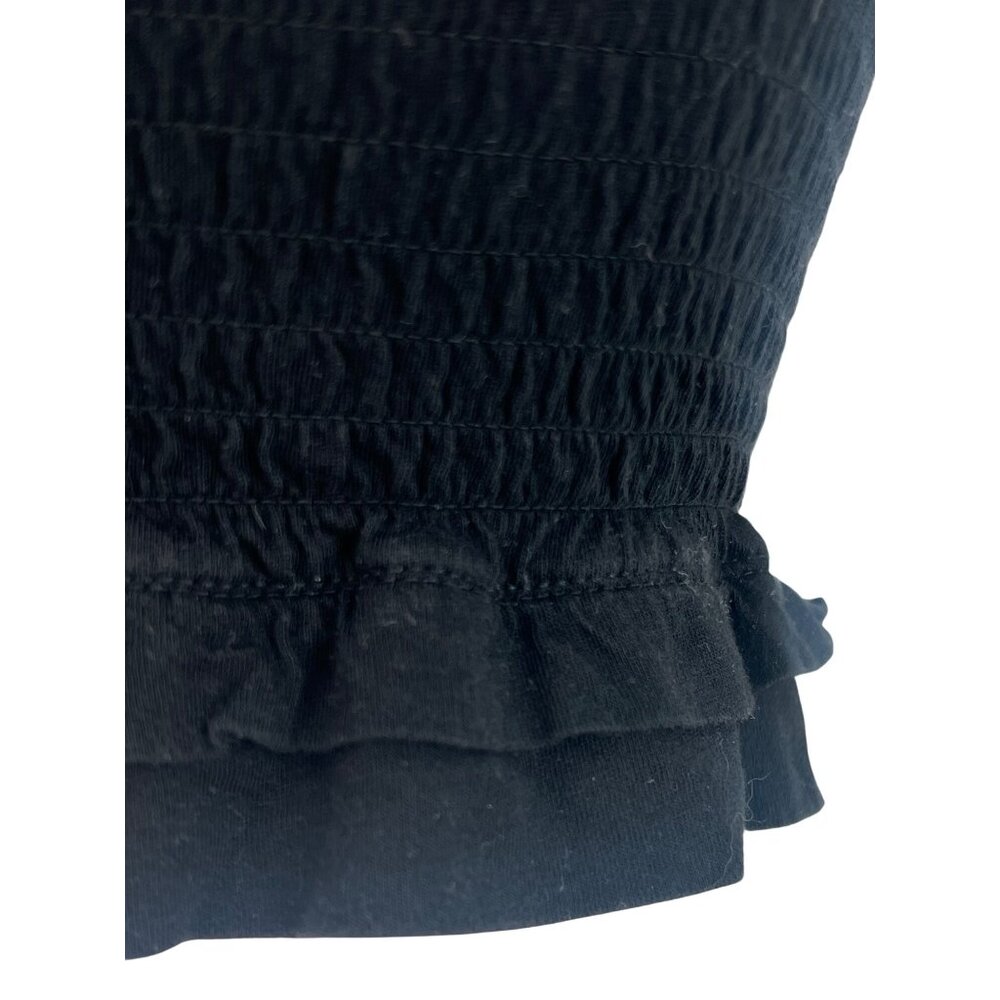 Garage Black Smocked Tie Straps & Ruffled Hem Crop Top - Picture 4 of 14
